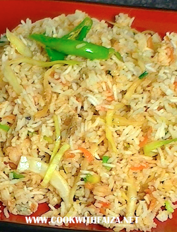 Special Chinese Fried Rice made with chicken, prawns, and eggs