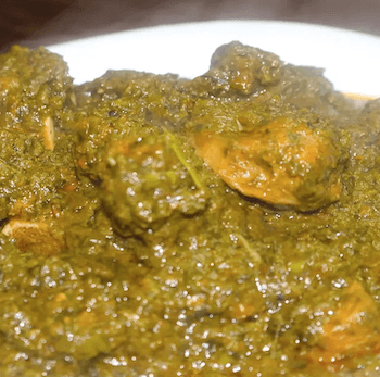 Delicious Sabzi Gosht made with mutton and a blend of spinach, dill, and fenugreek leaves, cooked with aromatic spices and served with paratha or rice.