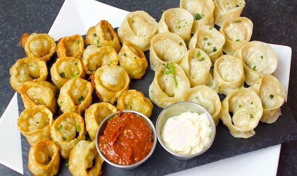 Fried Chicken Momos with Special Chutney